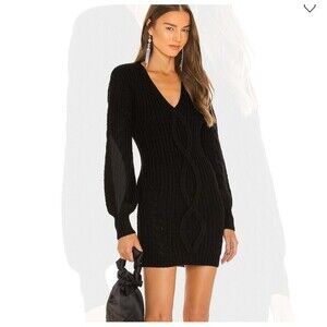 Michael Costello x REVOLVE Andromeda Cable Knit Dress - Black - Small